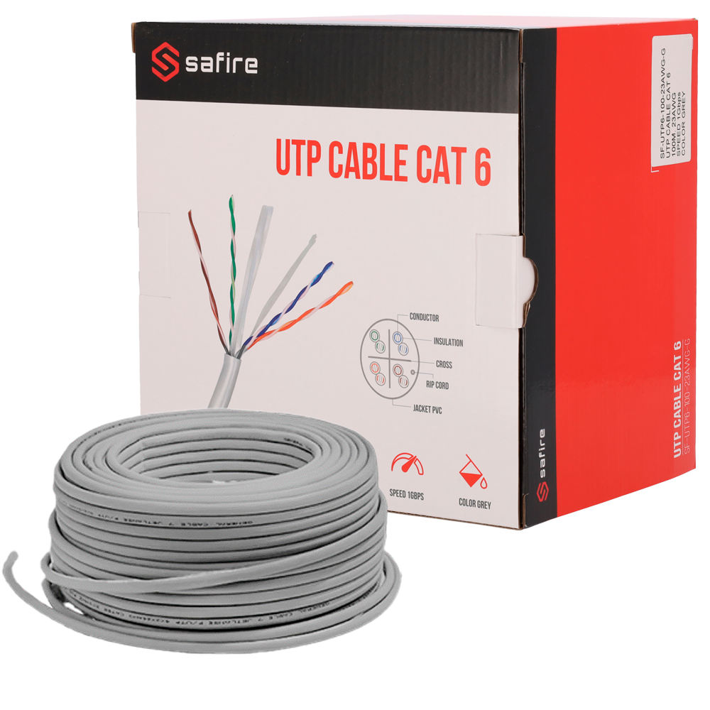 Safire CAT6 UTP CCA 100 meter PVC kabel grijs