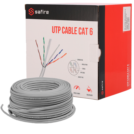 Safire CAT6 UTP CCA 100 meter PVC kabel grijs