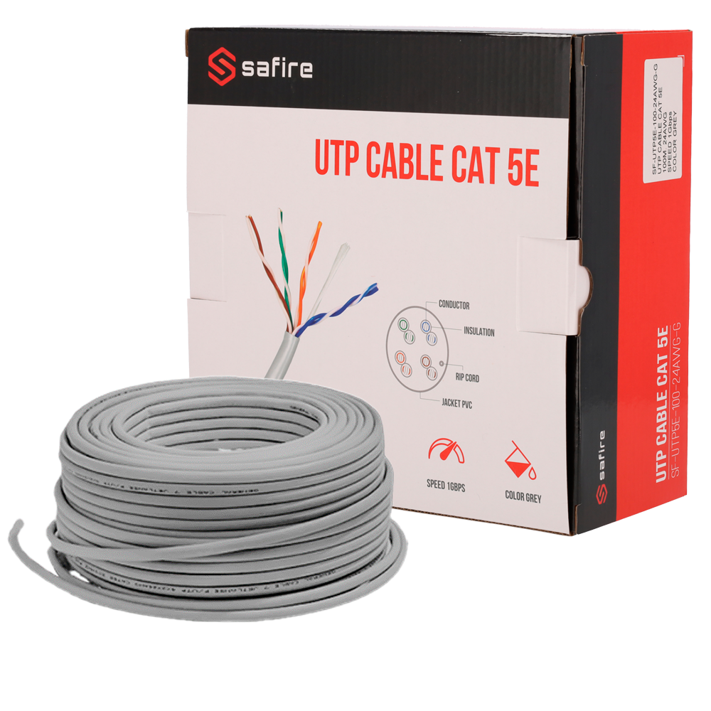 Safire CAT5E UTP CCA 100 meter PVC kabel grijs