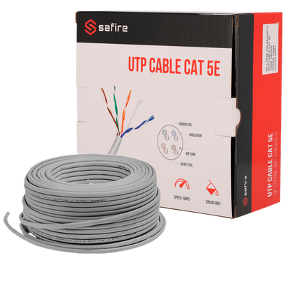 Safire CAT5E UTP CCA 100 meter PVC kabel grijs