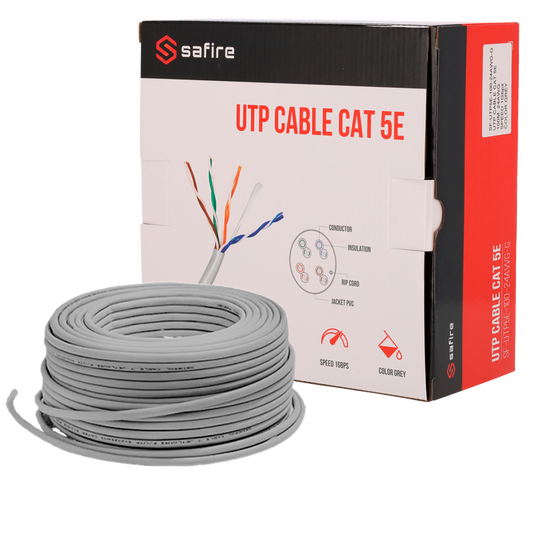 Safire CAT5E UTP CCA 100 meter PVC kabel grijs