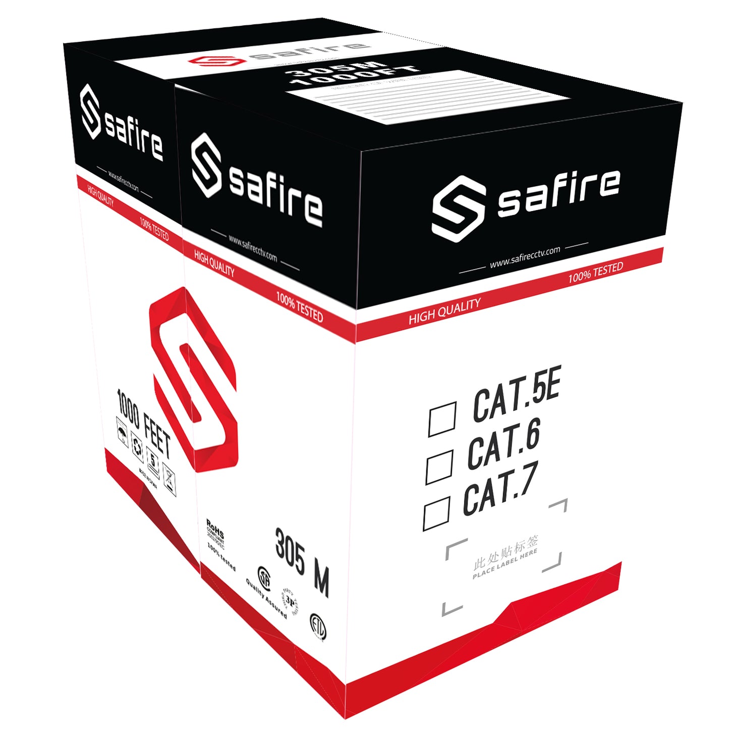 Safire CAT6 5.5 mm UTP 305 meter 100% koper Halogeen vrij kabel grijs