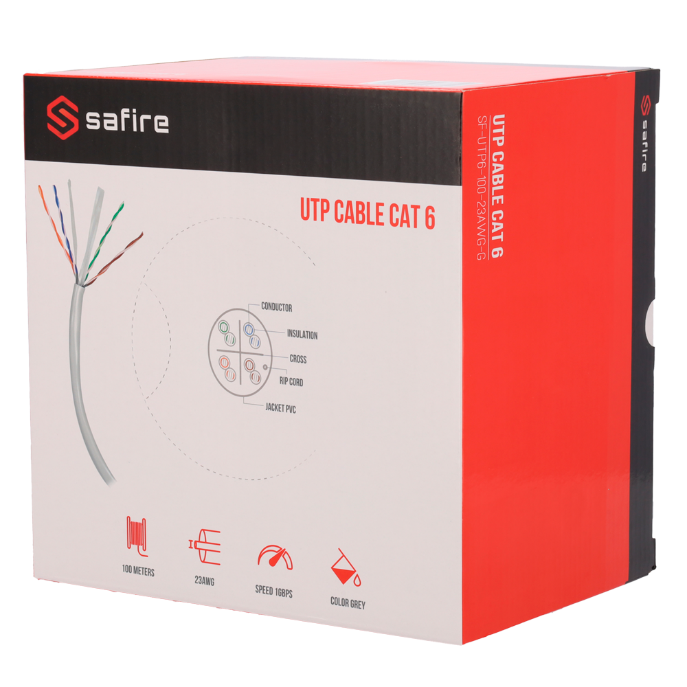 Safire CAT6 UTP CCA 100 meter PVC kabel grijs