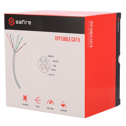 Safire CAT6 UTP CCA 100 meter PVC kabel grijs