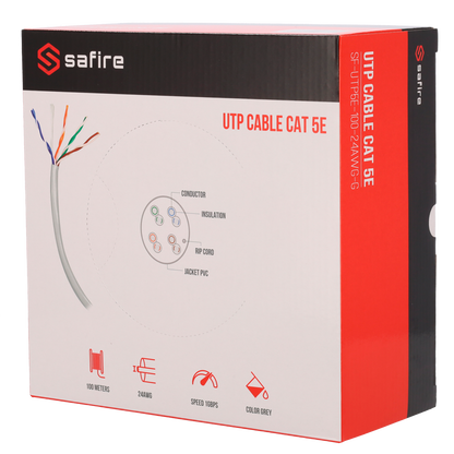 Safire CAT5E UTP CCA 100 meter PVC kabel grijs