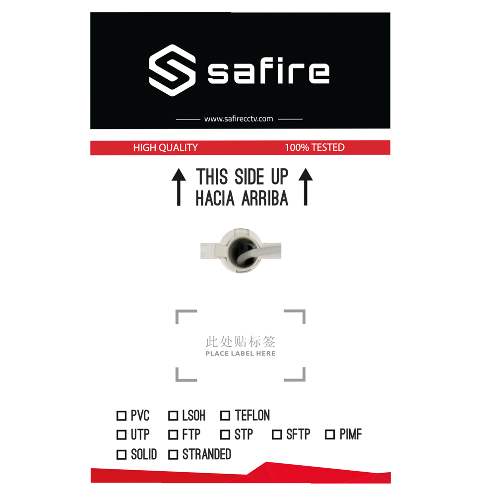 Safire CAT6A UTP 305 meter 100% koper Halogeen vrij kabel grijs