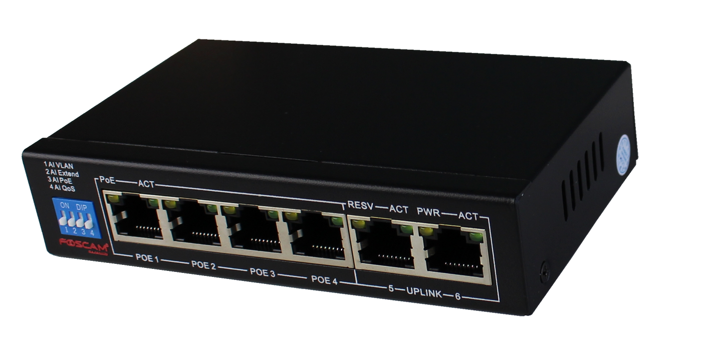 Foscam PS106G - 4+2-poort Gigabit PoE switch